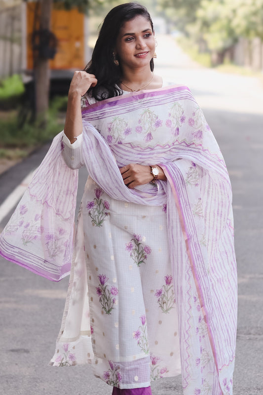 RUGHA 13 - Floral Kota Doria Kurti