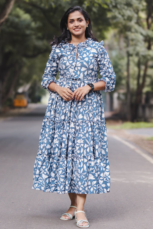 RUGHA 20 - Blue Floral Tiered Maxi