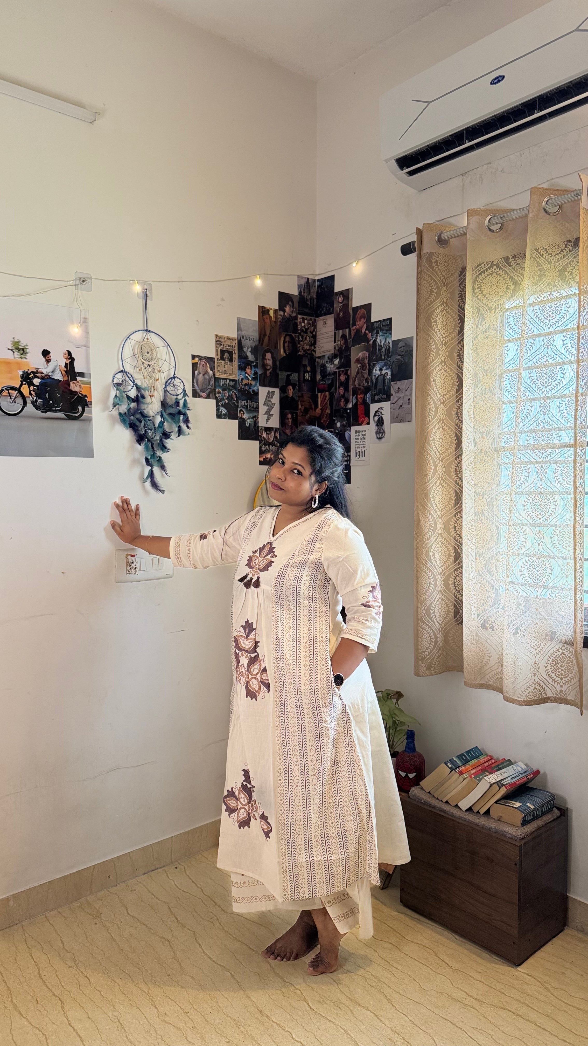 RUGHA 31 - Natural Beige Block Printed Kurta Set