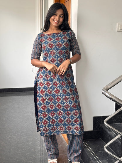 RUGHA 39 - Indigo Muse Ajrakh Kurti Top
