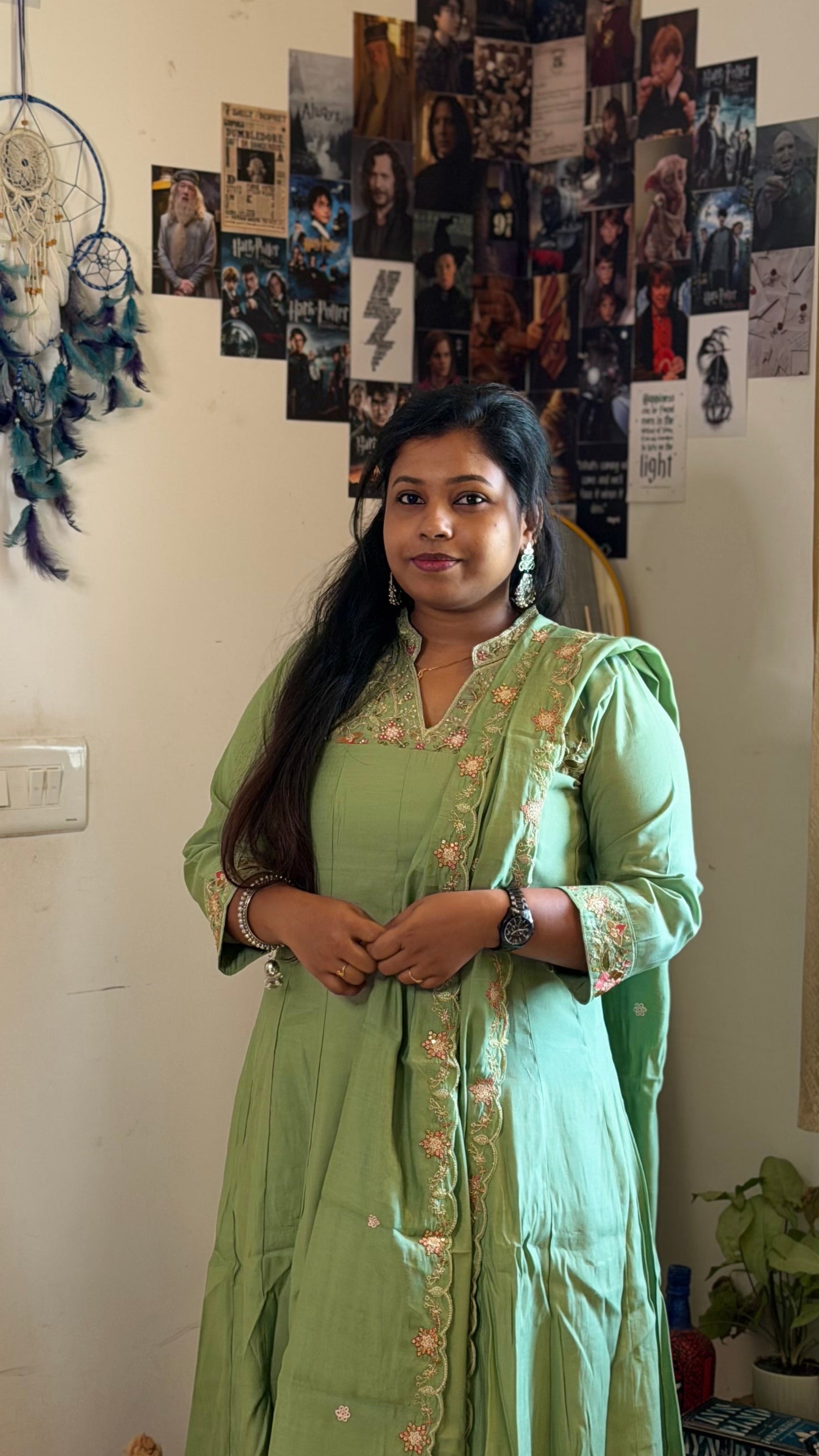 RUGHA 25 - Mint Green Embroidered Kurti Set