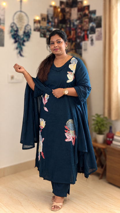 RUGHA 27 - Charcoal Black Mul Cotton Kurti