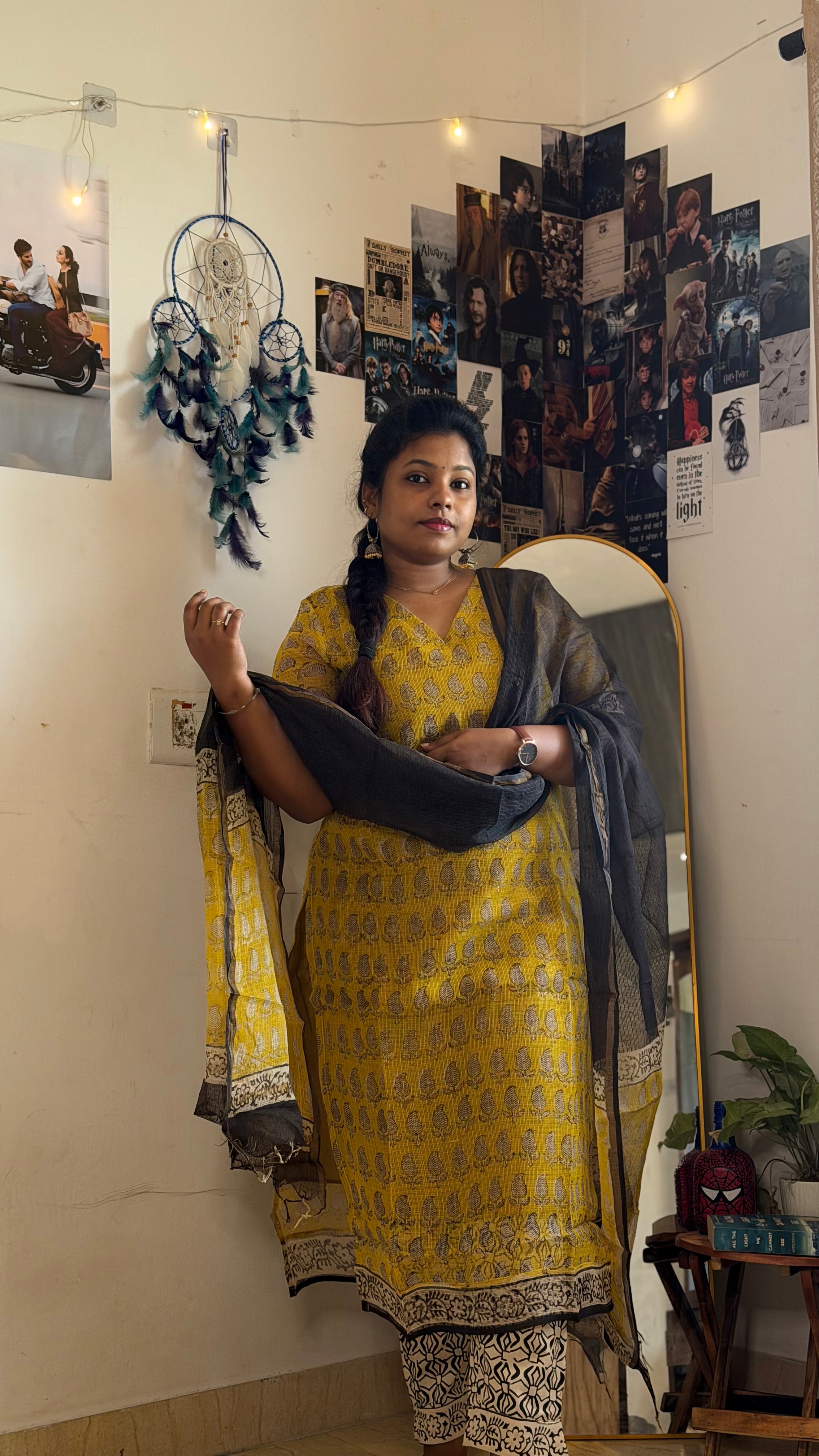 RUGHA 14 - Mustard Yellow Kota doria cotton