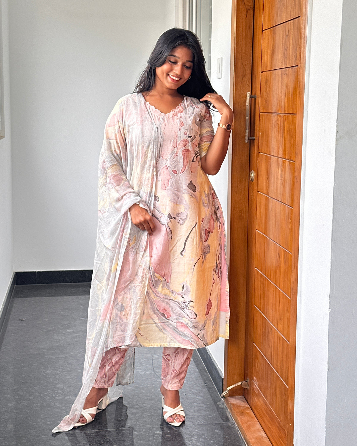 RUGHA 40 - Pastel Poetry Kurti Set