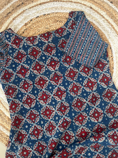 RUGHA 39 - Indigo Muse Ajrakh Kurti Top
