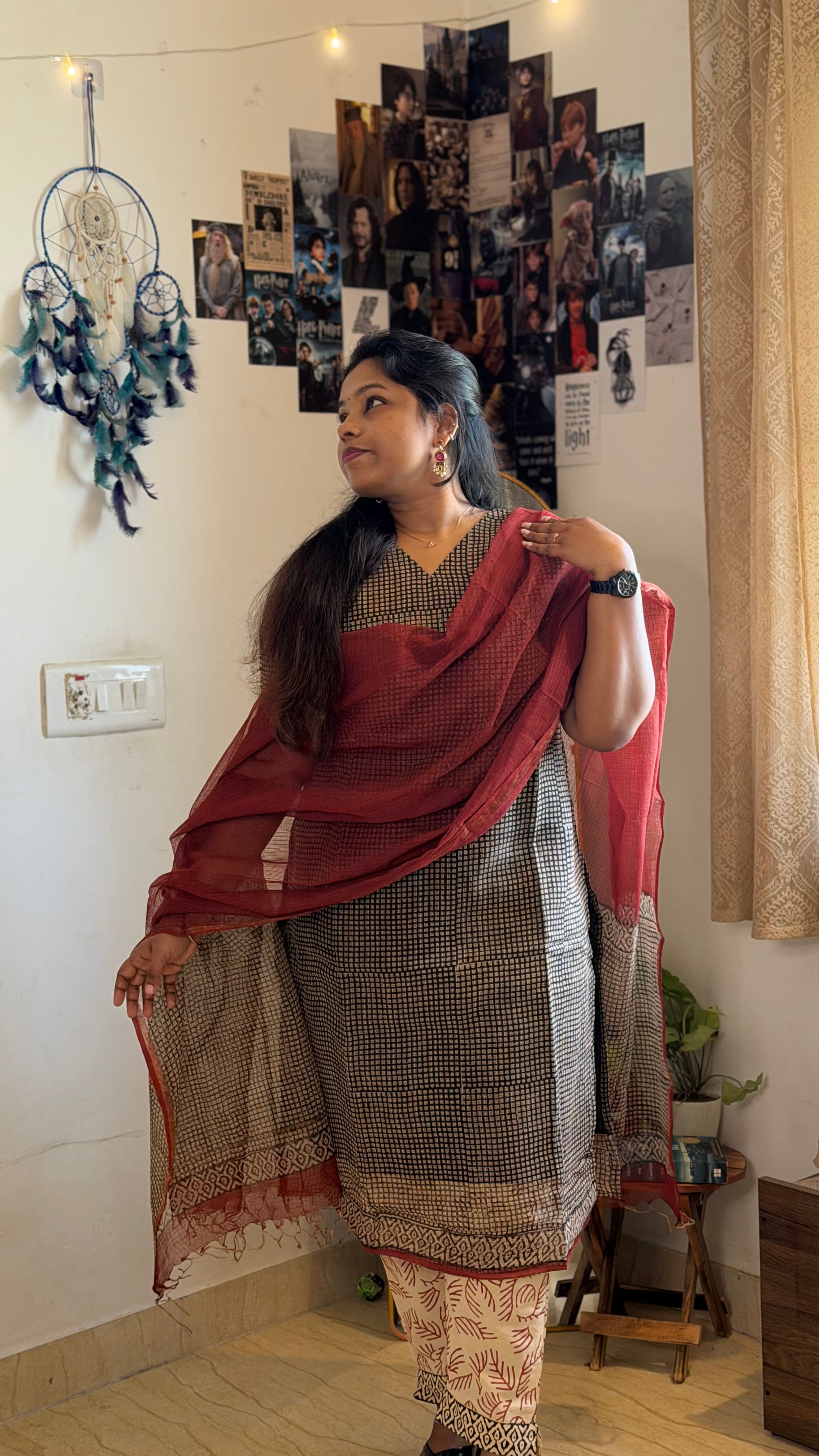 RUGHA 15 - Black Kota Doria Cotton