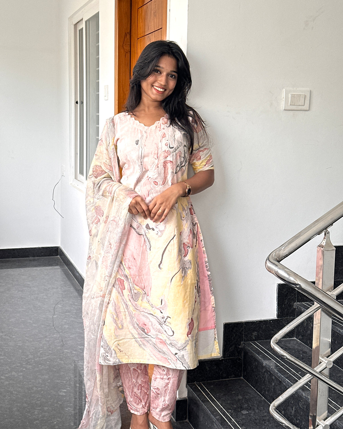RUGHA 40 - Pastel Poetry Kurti Set