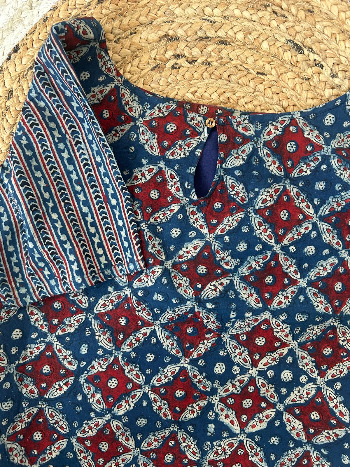RUGHA 39 - Indigo Muse Ajrakh Kurti Top