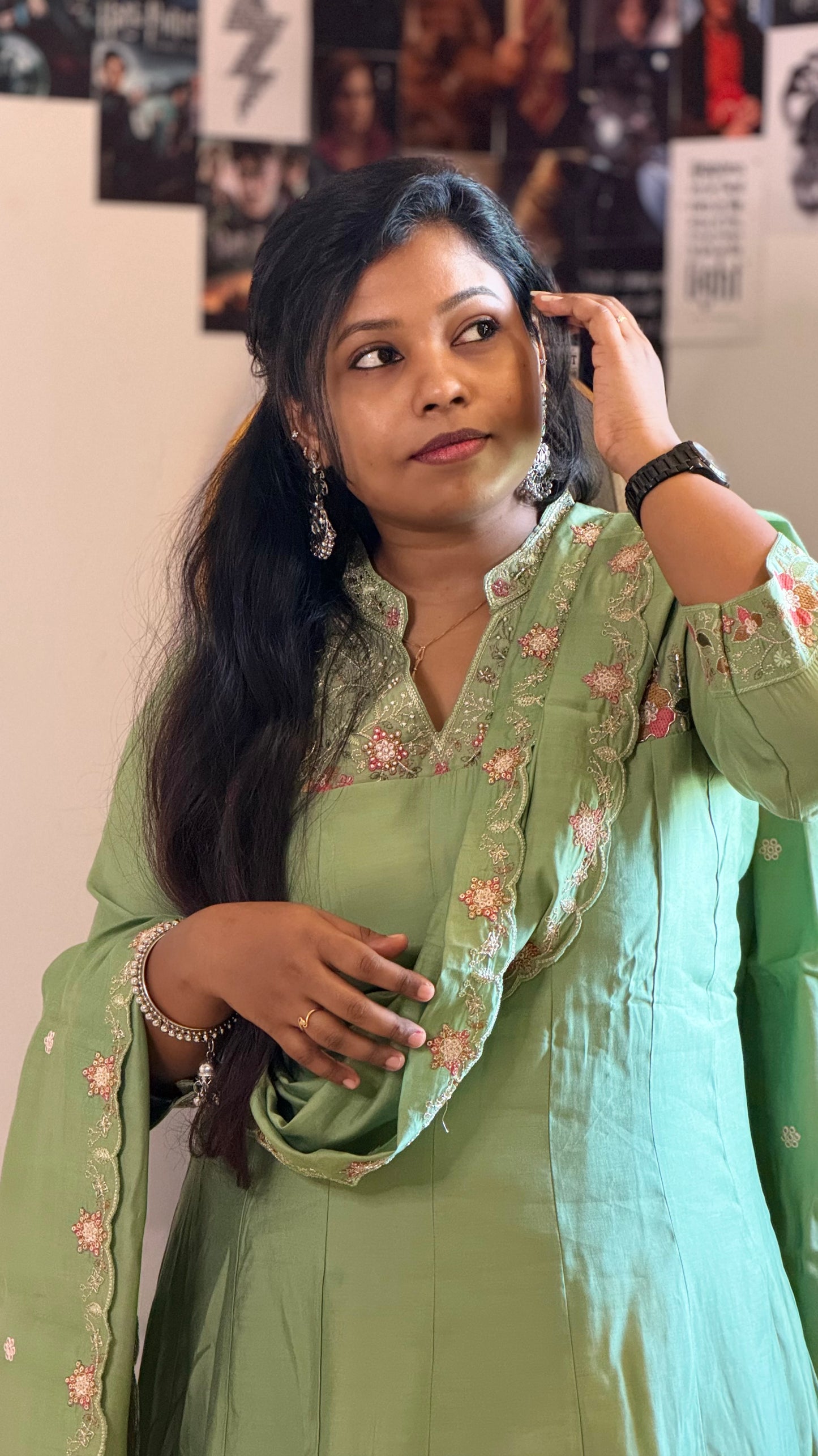 RUGHA 25 - Mint Green Embroidered Kurti Set