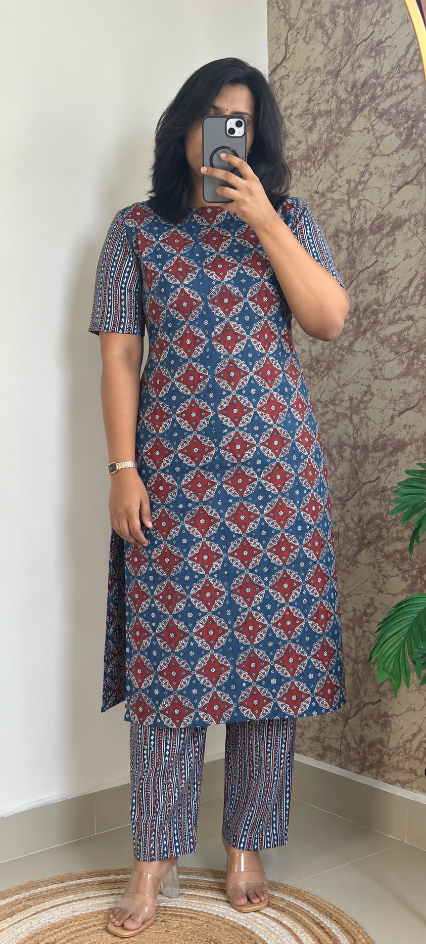 RUGHA 39 - Indigo Muse Ajrakh Kurti Top