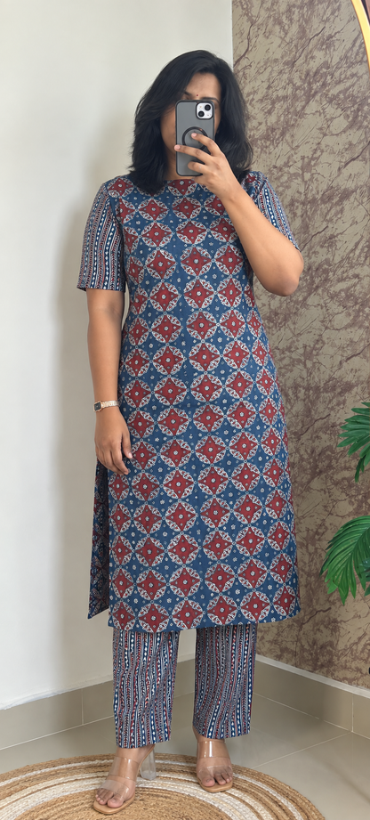 RUGHA 39 - Indigo Muse Ajrakh Kurti Top