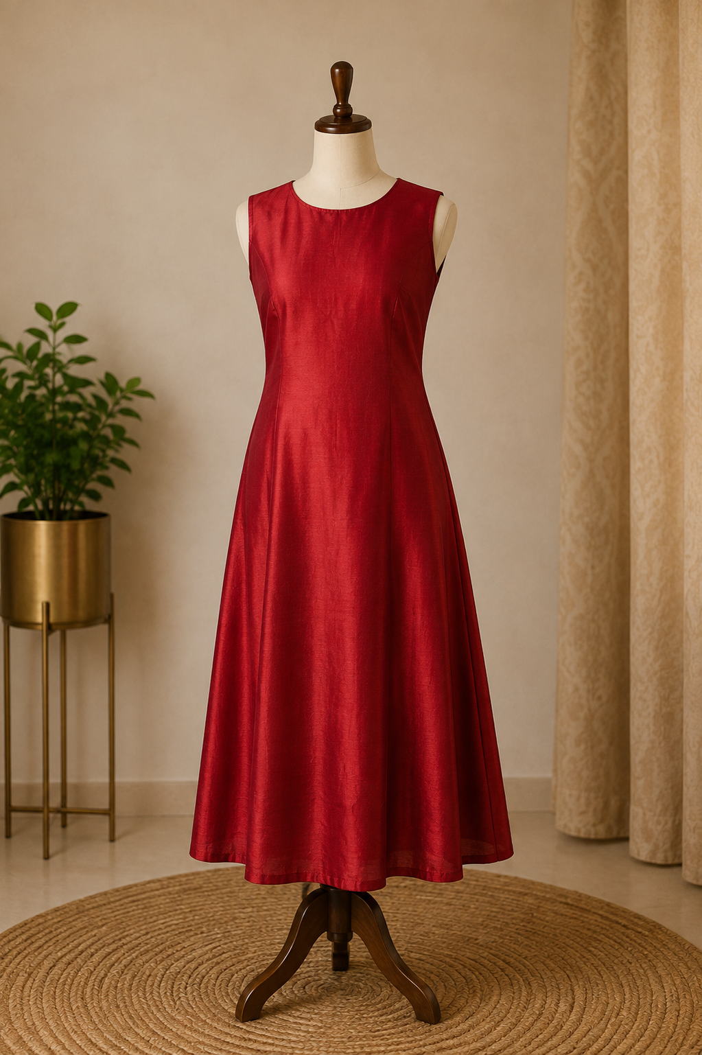 RUGHA 06 - Ruby Red Dupion Silk dress