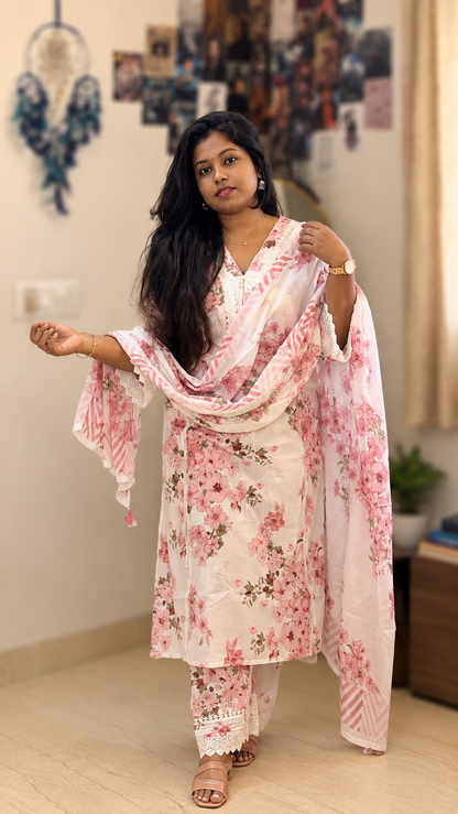 RUGHA 28 - Blush Bloom Mul Cotton Suit Set