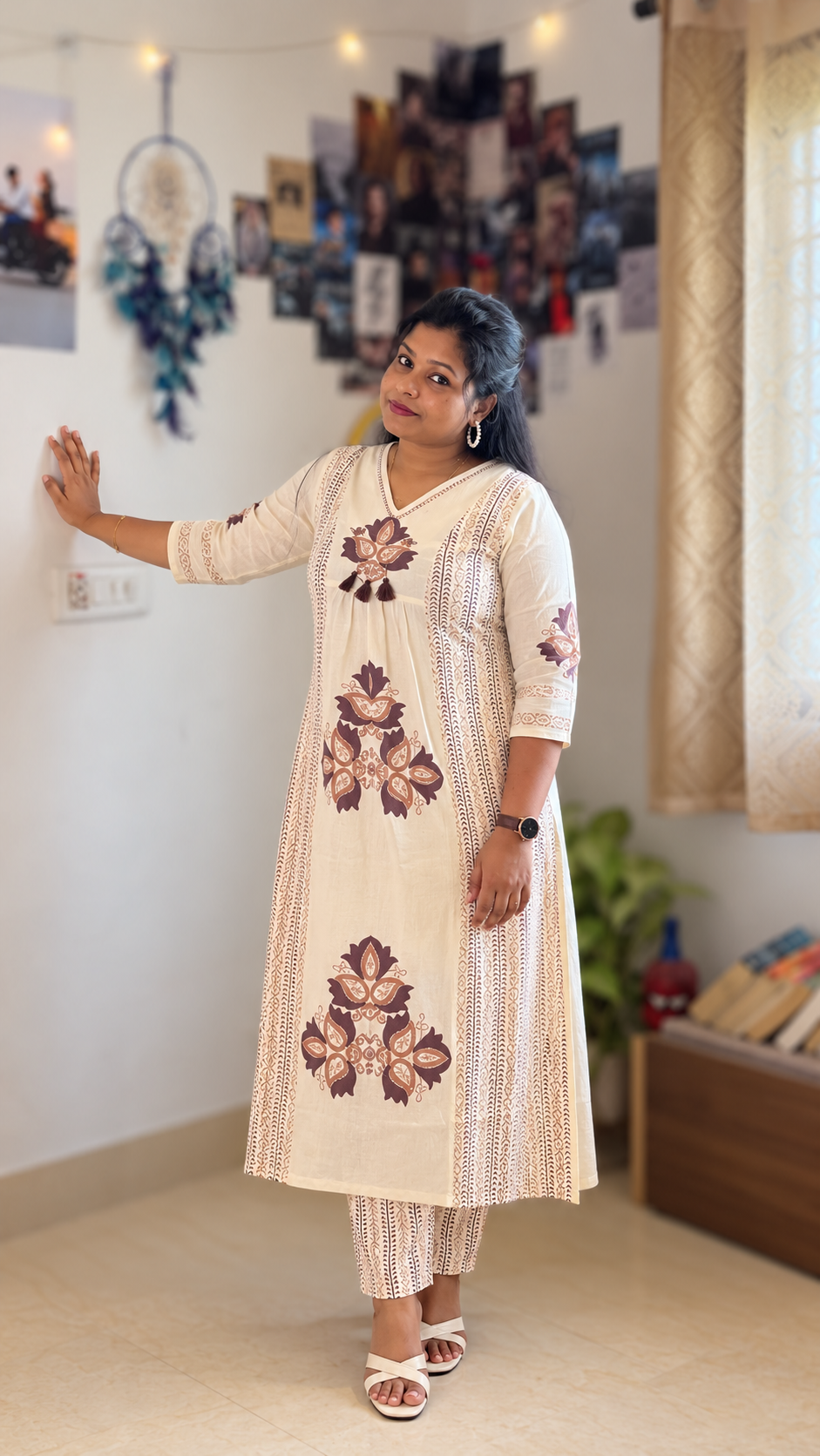 RUGHA 31 - Natural Beige Block Print Co-Ord Set