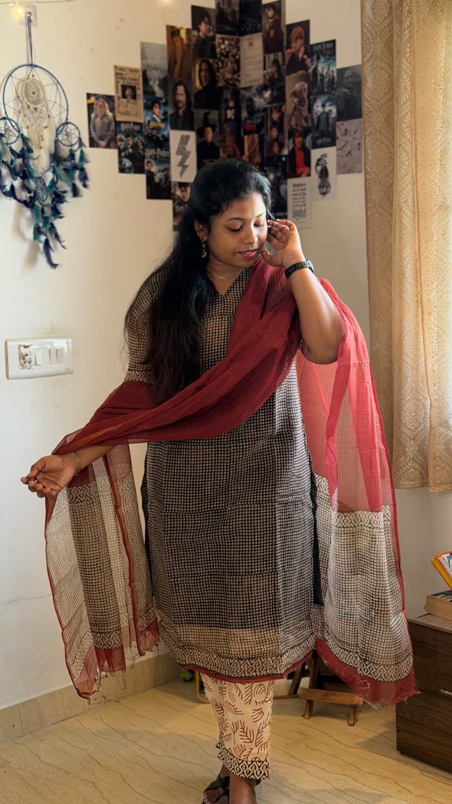 RUGHA 15 - Black Kota Doria Cotton