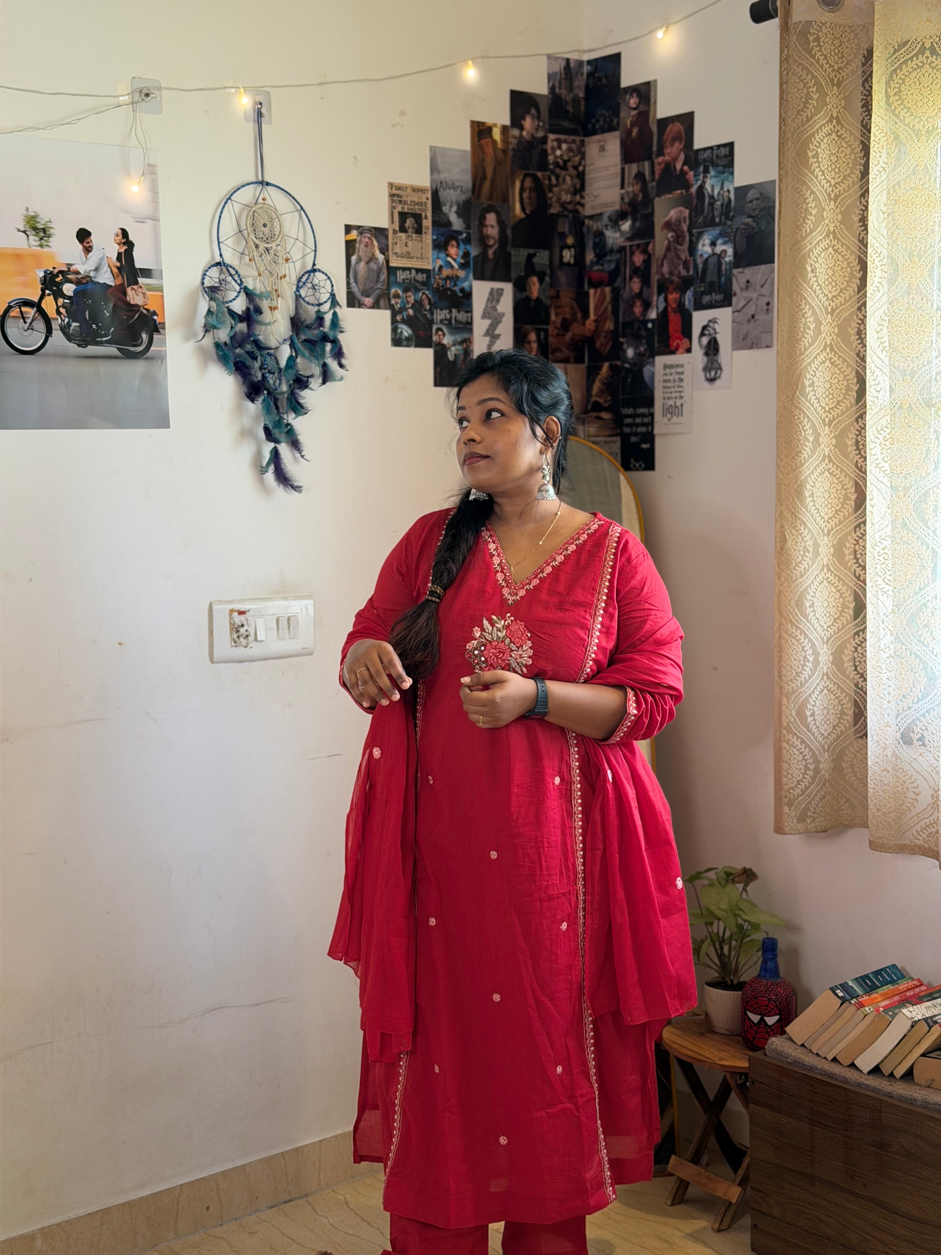 RUGHA 30 - Scarlet Bloom Mul Cotton Embroidered Set