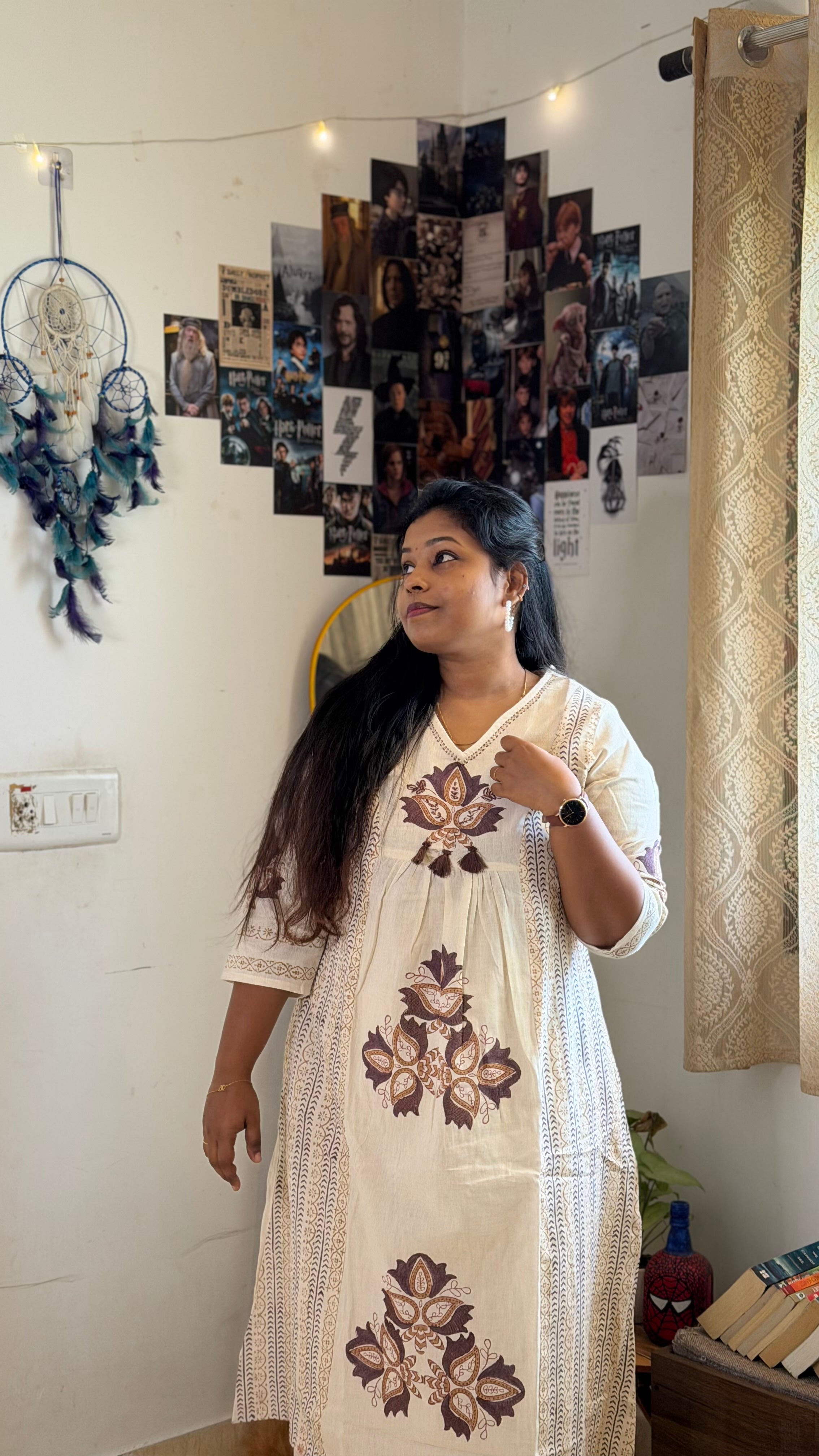 RUGHA 31 - Natural Beige Block Printed Kurta Set