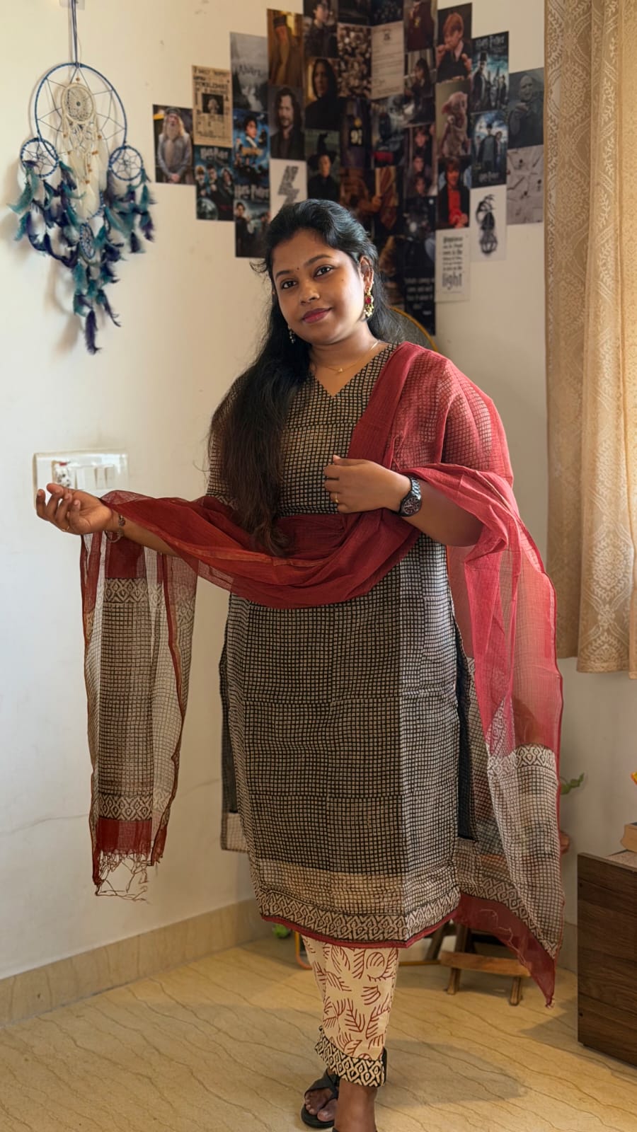 RUGHA 15 - Black Kota Doria Cotton