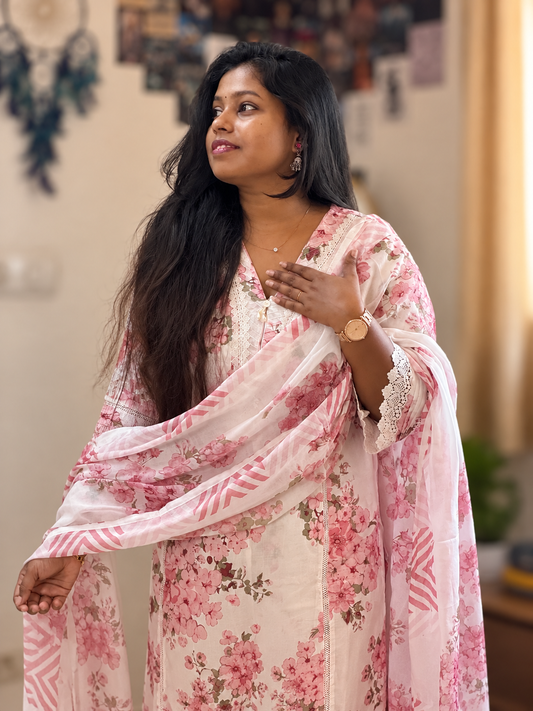 RUGHA 28 - Blush Bloom Mul Cotton Suit Set