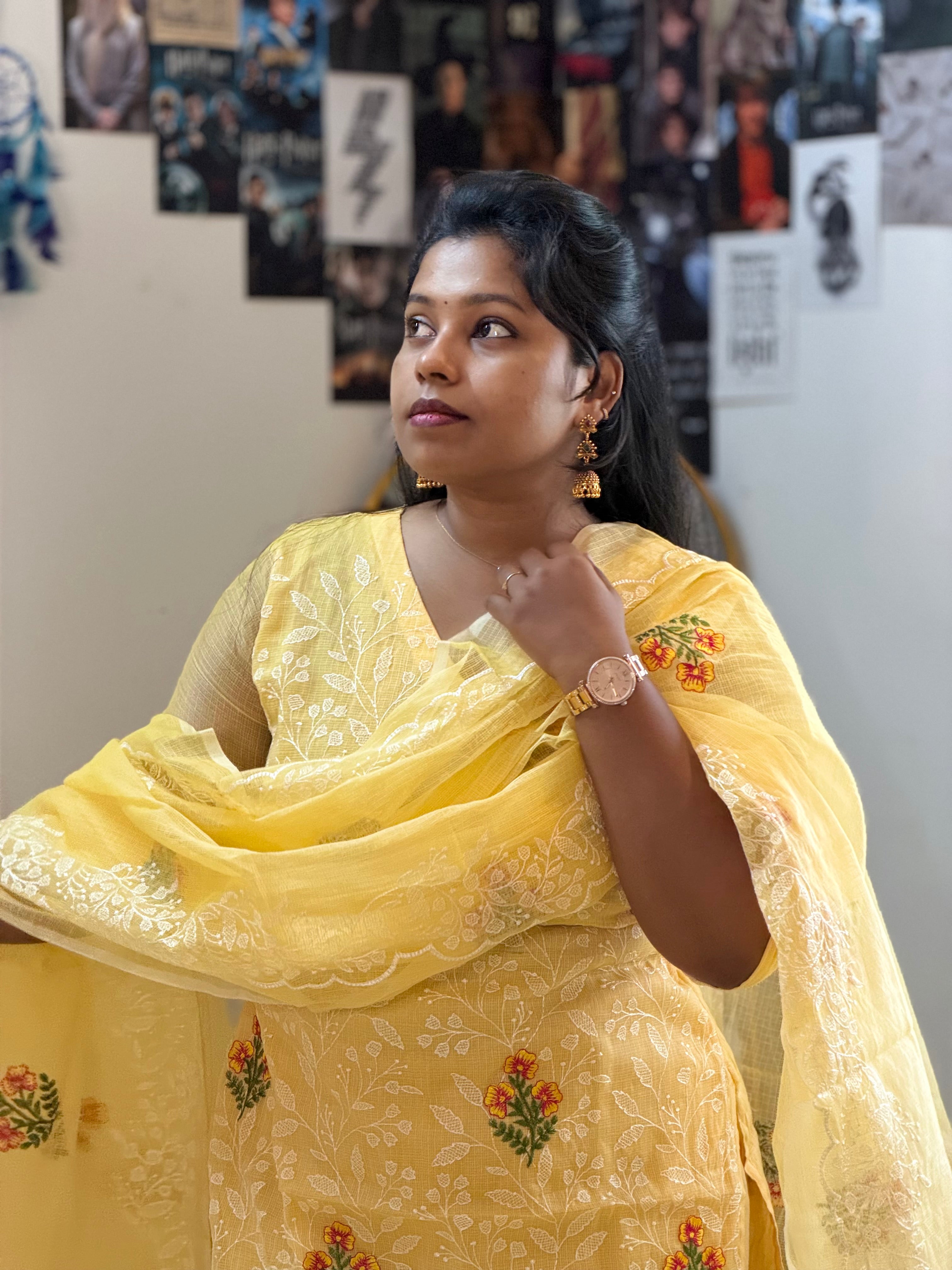 RUGHA 08 - Orange Floral Suit Set