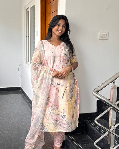 RUGHA 40 - Pastel Poetry Kurti Set