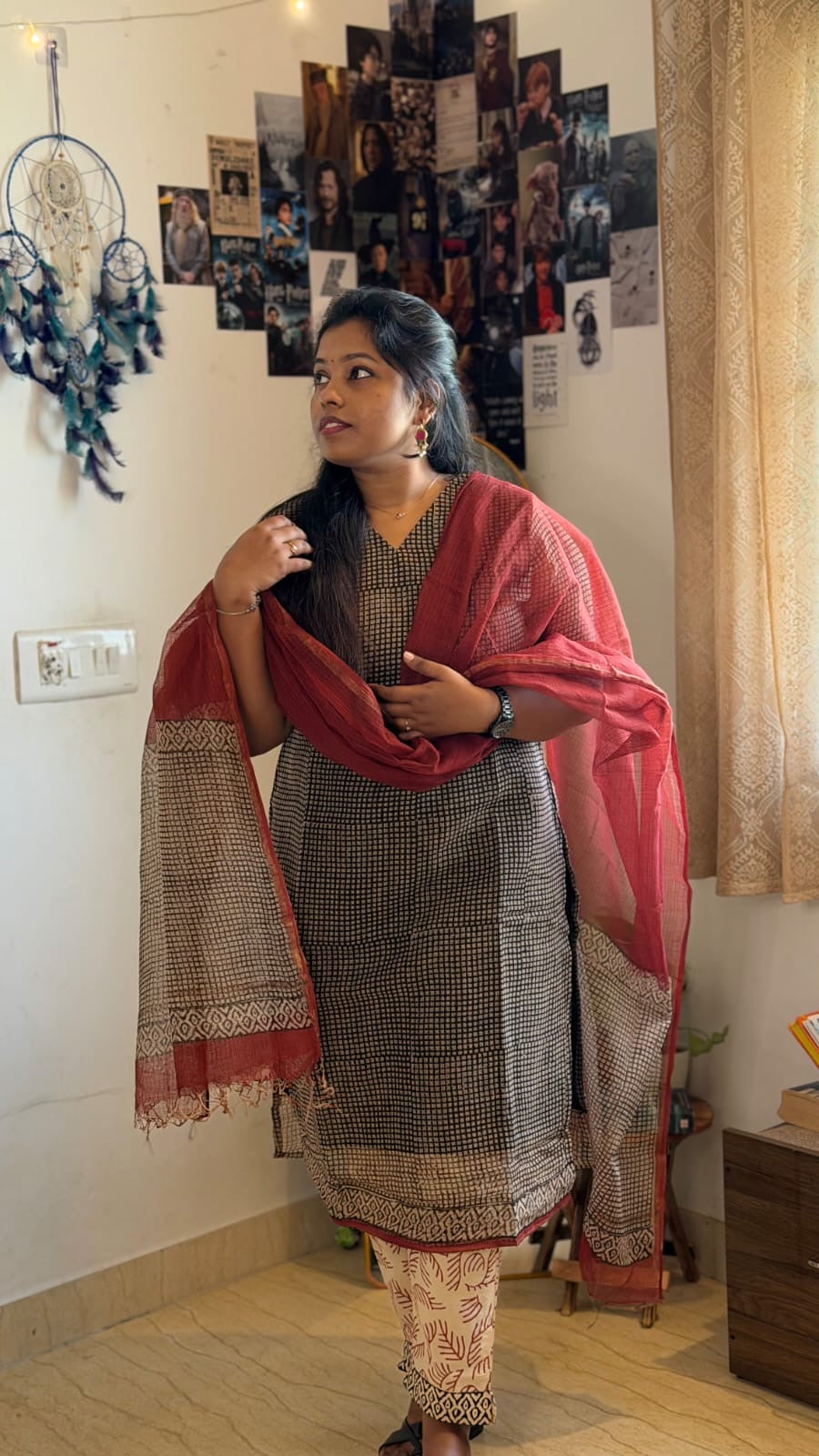 RUGHA 15 - Black Kota Doria Cotton