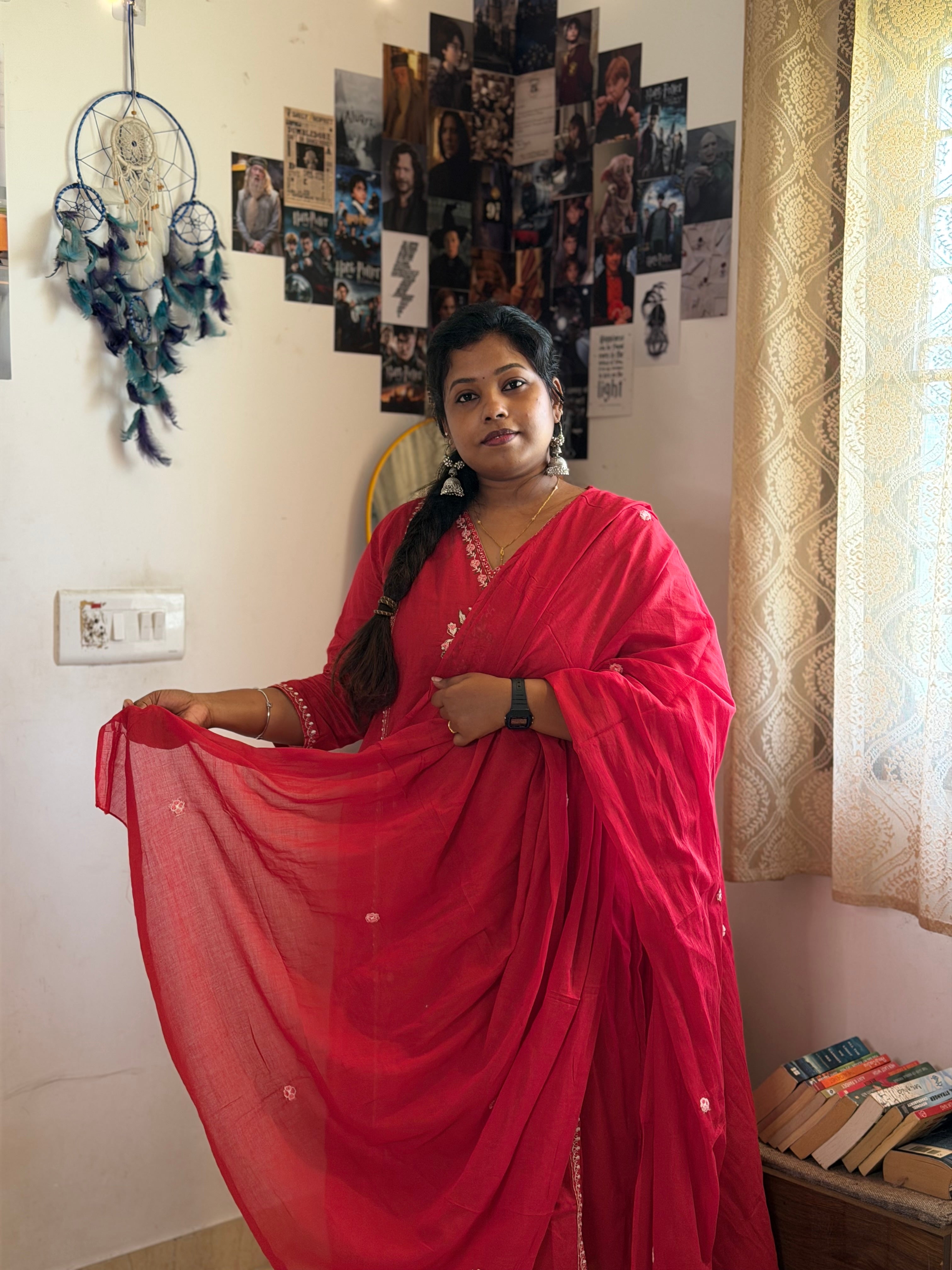 RUGHA 30 - Scarlet Bloom Mul Cotton Embroidered Set