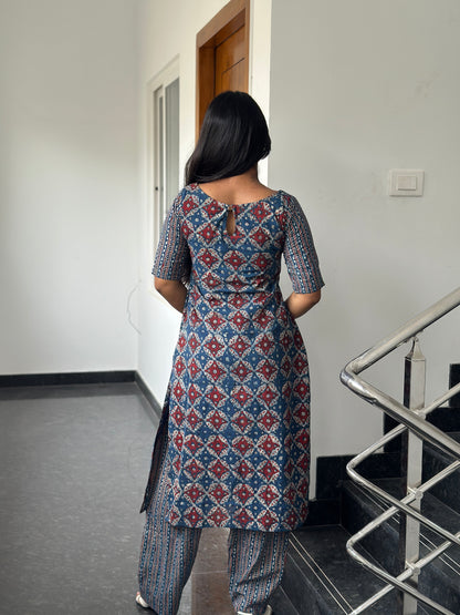 RUGHA 39 - Indigo Muse Ajrakh Kurti Top