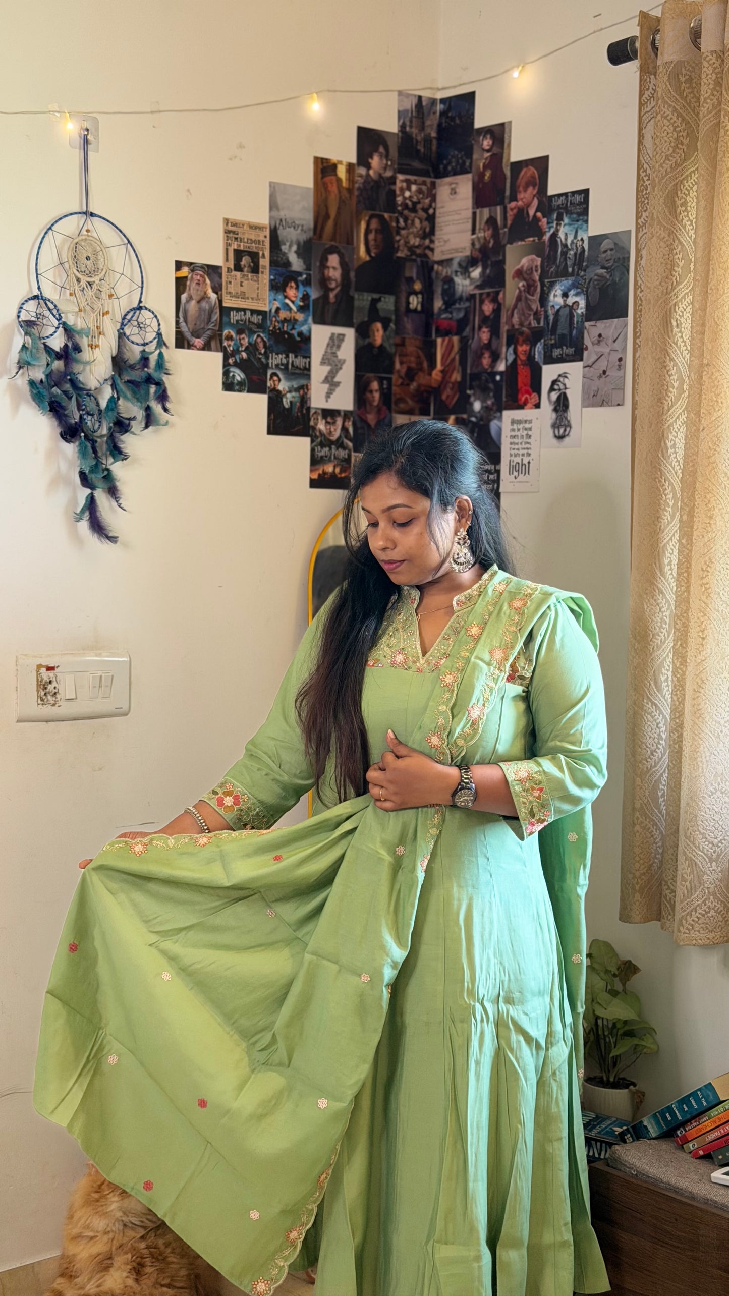 RUGHA 25 - Mint Green Embroidered Kurti Set