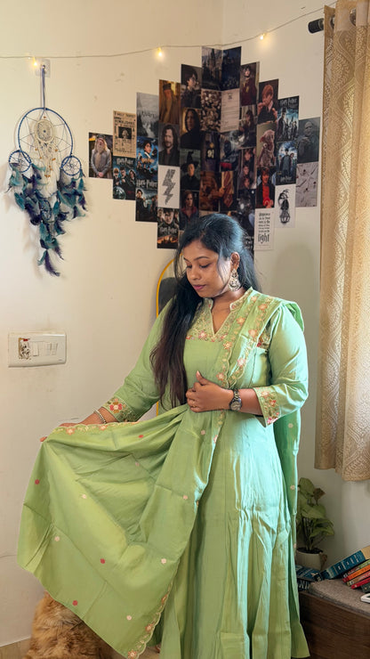RUGHA 25 - Mint Green Embroidered Kurti Set