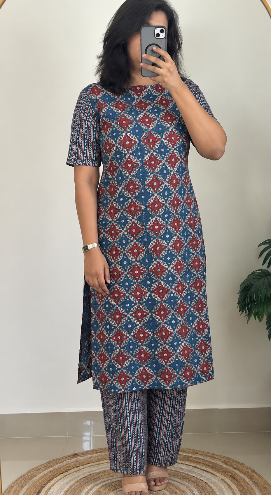 RUGHA 39 - Indigo Muse Ajrakh Kurti Top