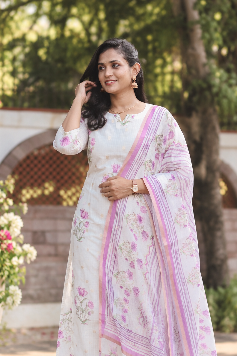 RUGHA 13 - Floral Kota Doria Kurti