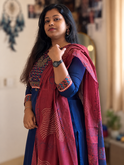 RUGHA 29 - Royal Blue Khadi Cotton Suit Set
