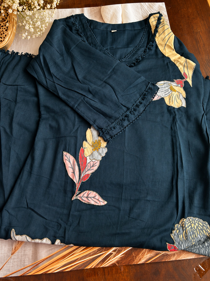 RUGHA 27 - Charcoal Black Mul Cotton Kurti
