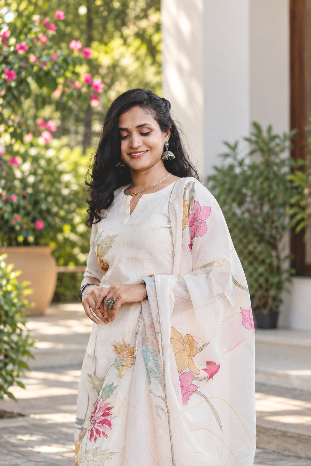 RUGHA 04 - White Premium Linen Cotton Suit Set