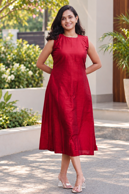 RUGHA 06 - Ruby Red Dupion Silk dress