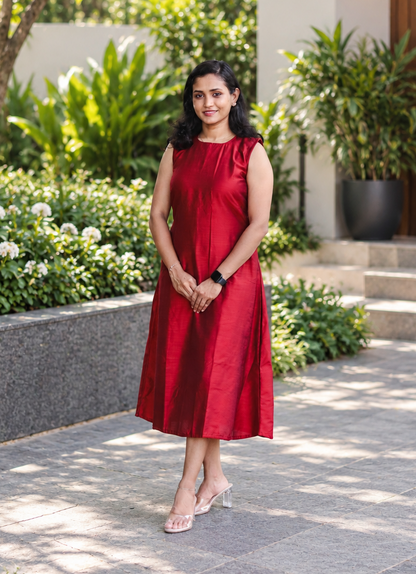 RUGHA 06 - Ruby Red Dupion Silk dress