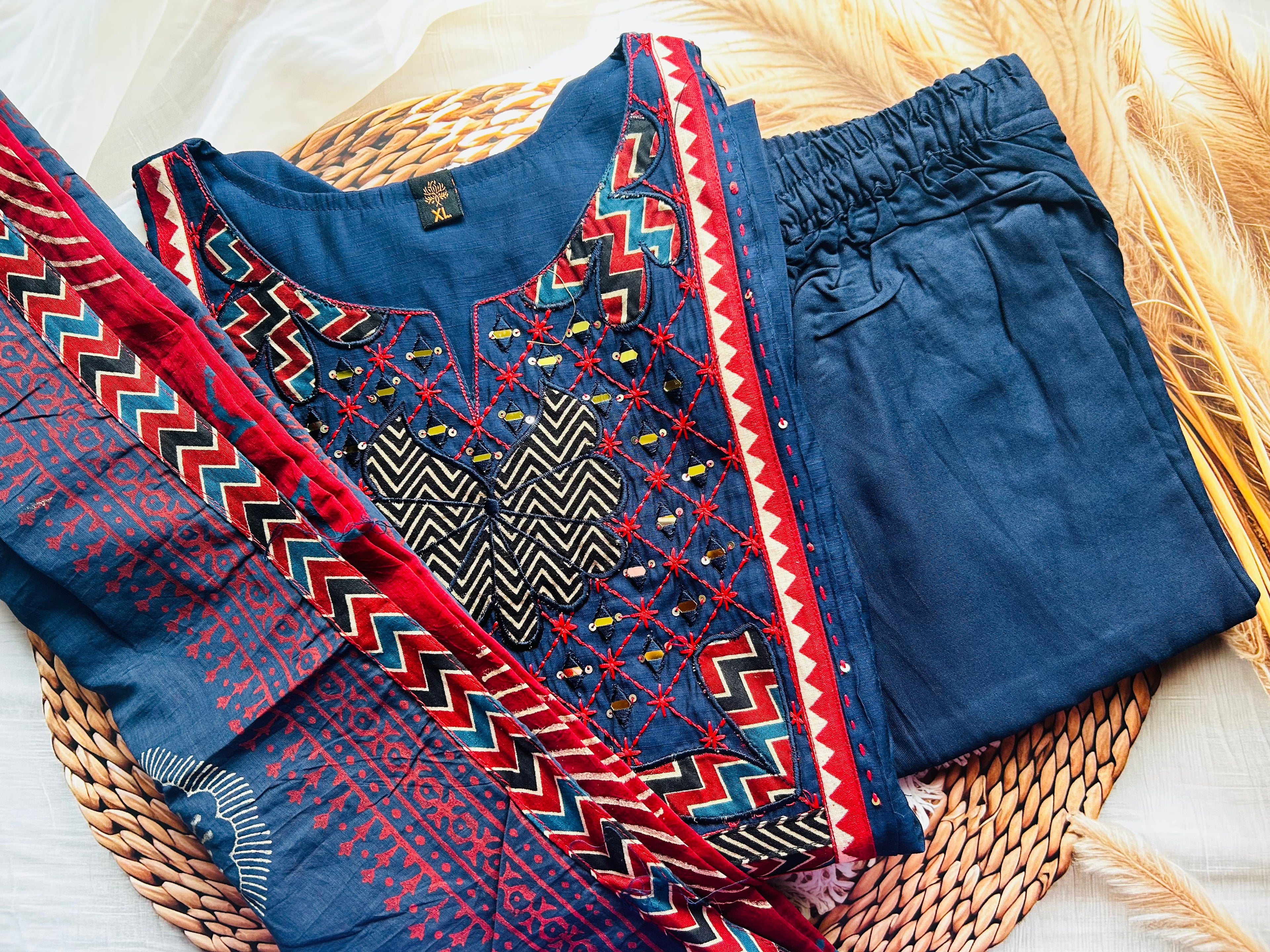 RUGHA 29 - Royal Blue Khadi Cotton Suit Set