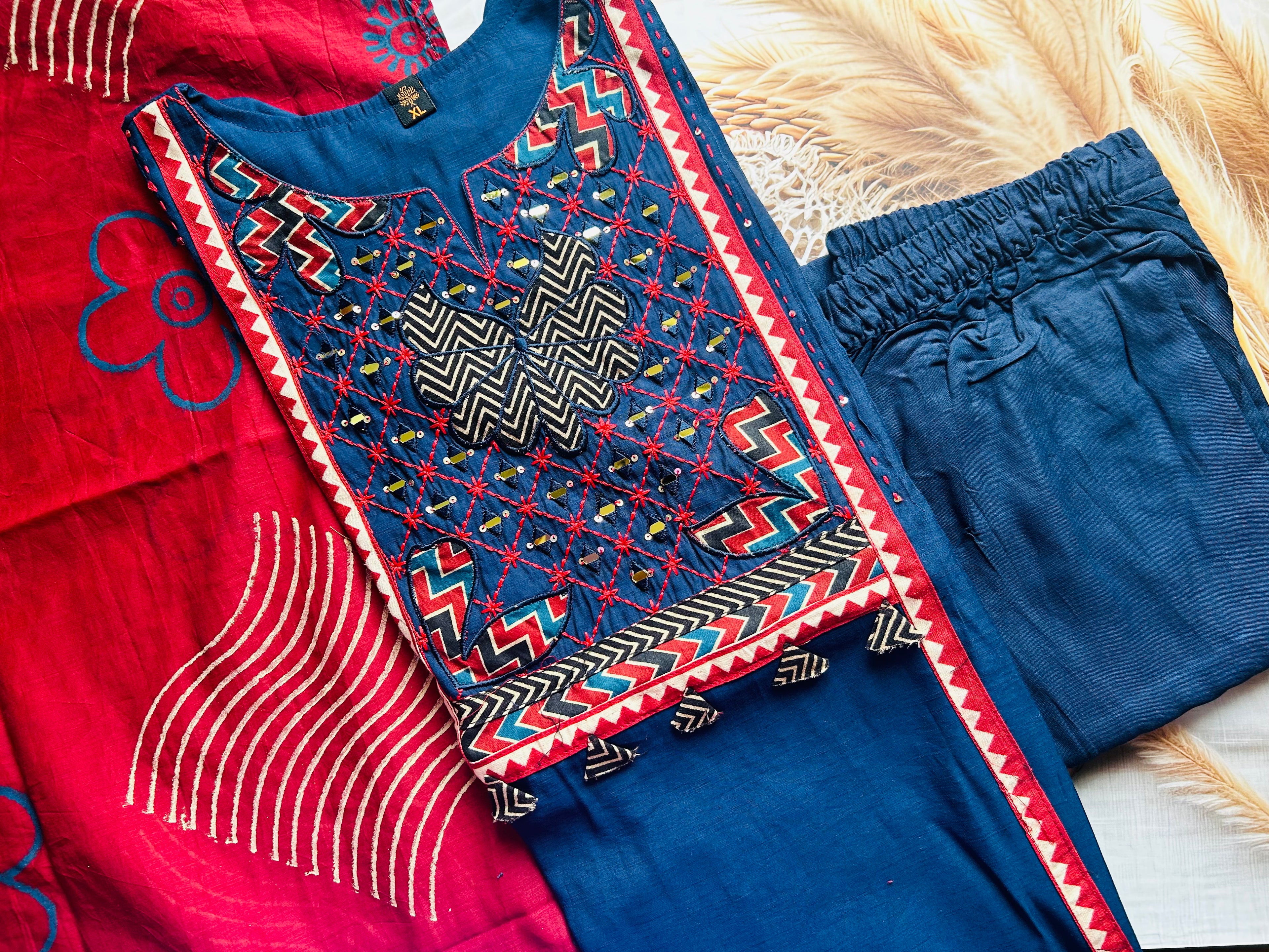 RUGHA 29 - Royal Blue Khadi Cotton Suit Set