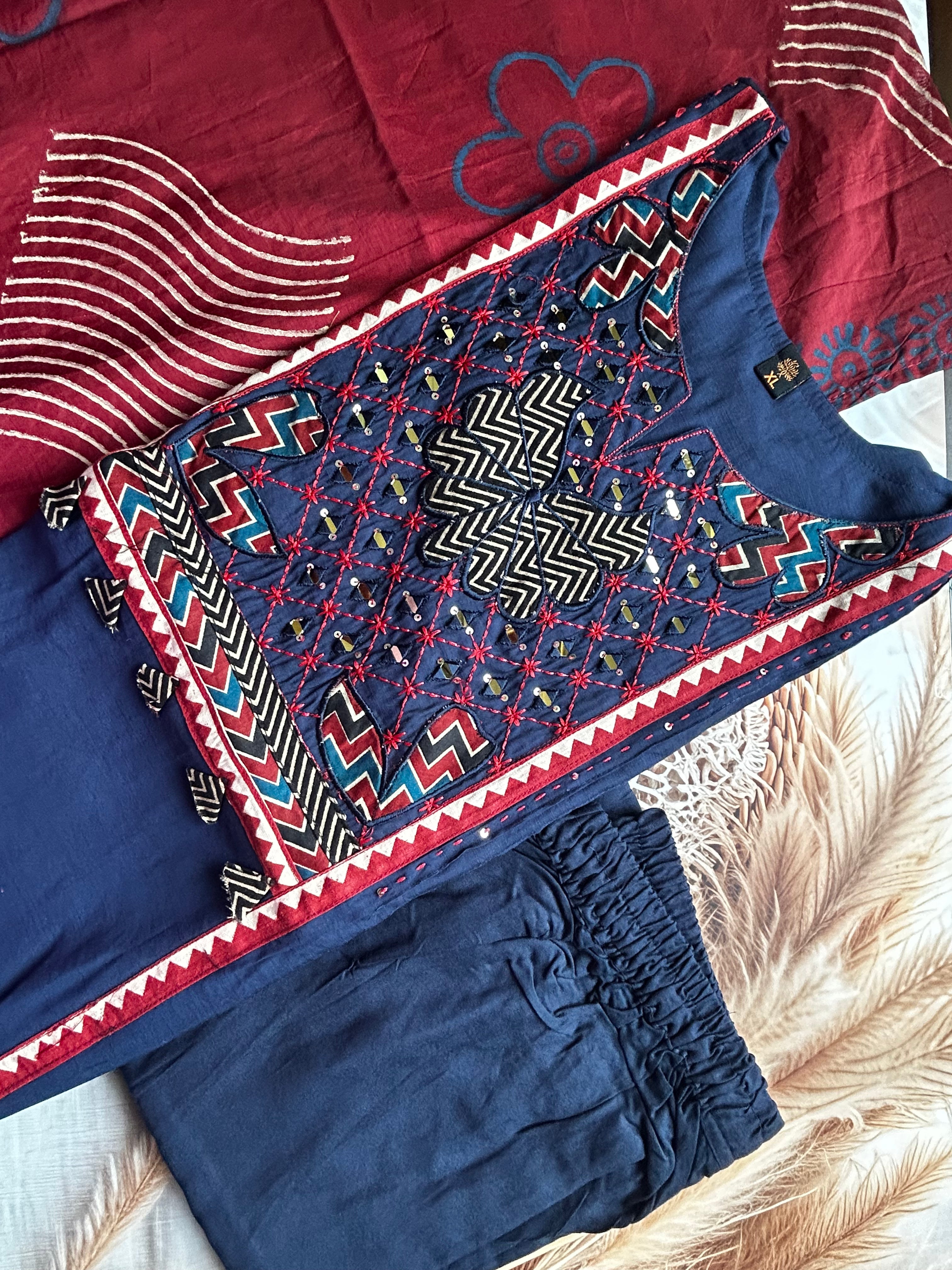 RUGHA 29 - Royal Blue Khadi Cotton Suit Set