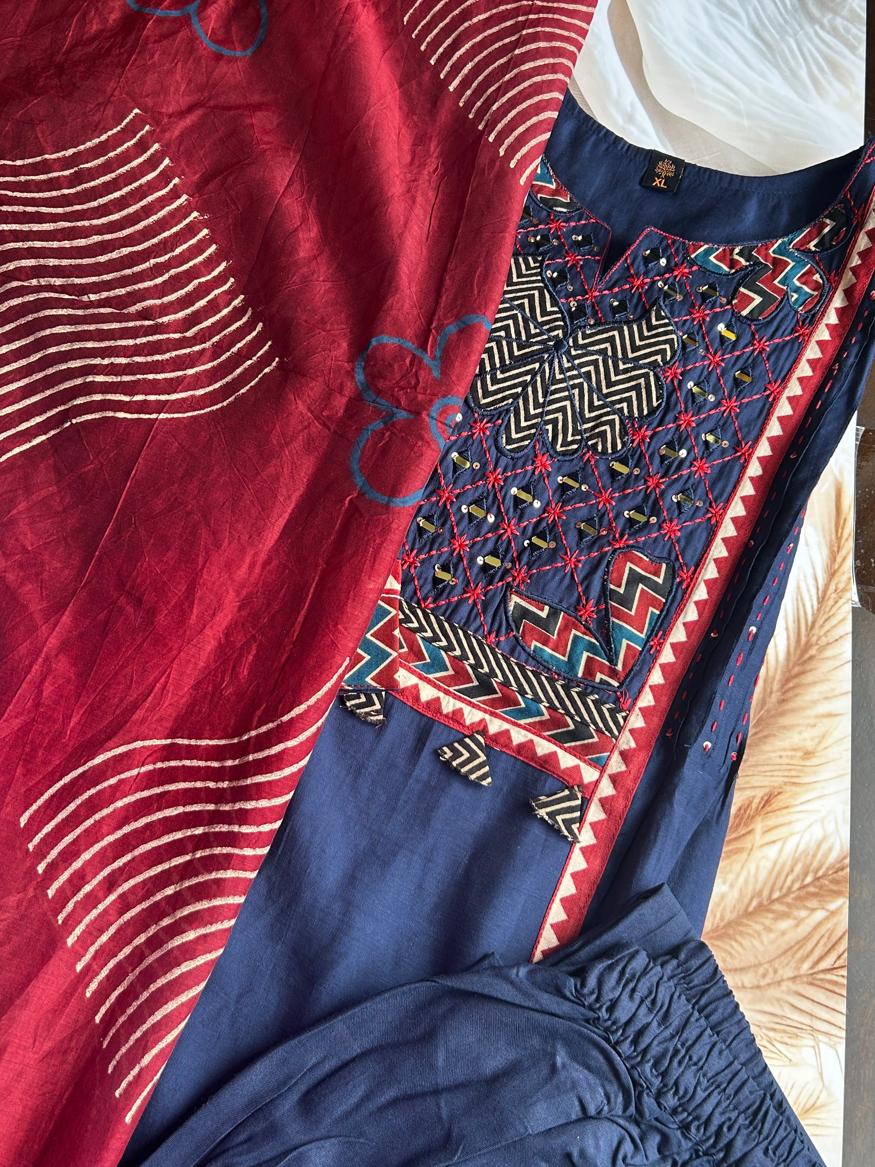 RUGHA 29 - Royal Blue Khadi Cotton Suit Set