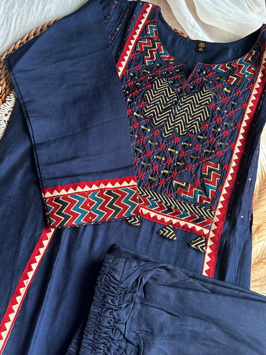 RUGHA 29 - Royal Blue Khadi Cotton Suit Set