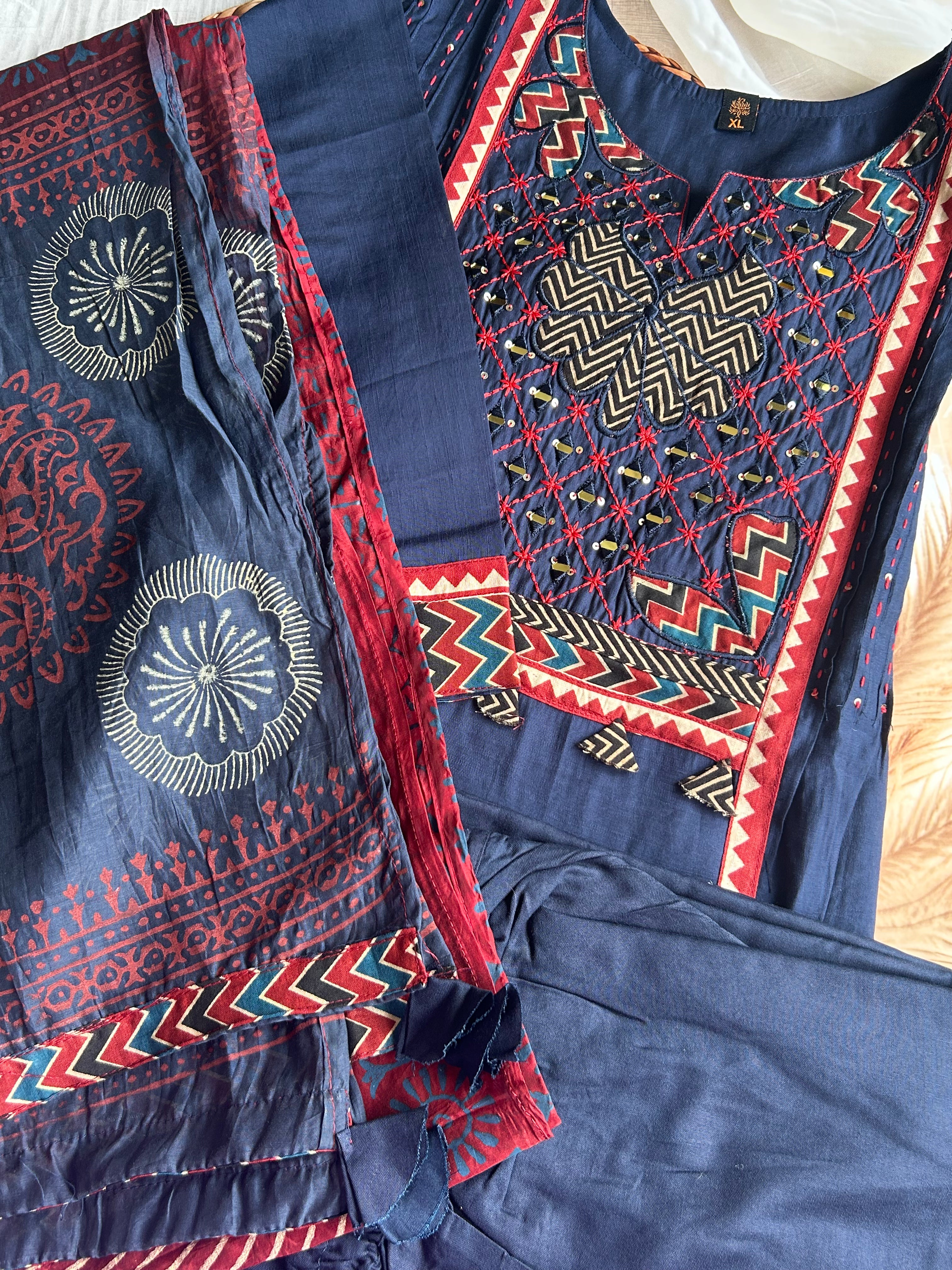 RUGHA 29 - Royal Blue Khadi Cotton Suit Set