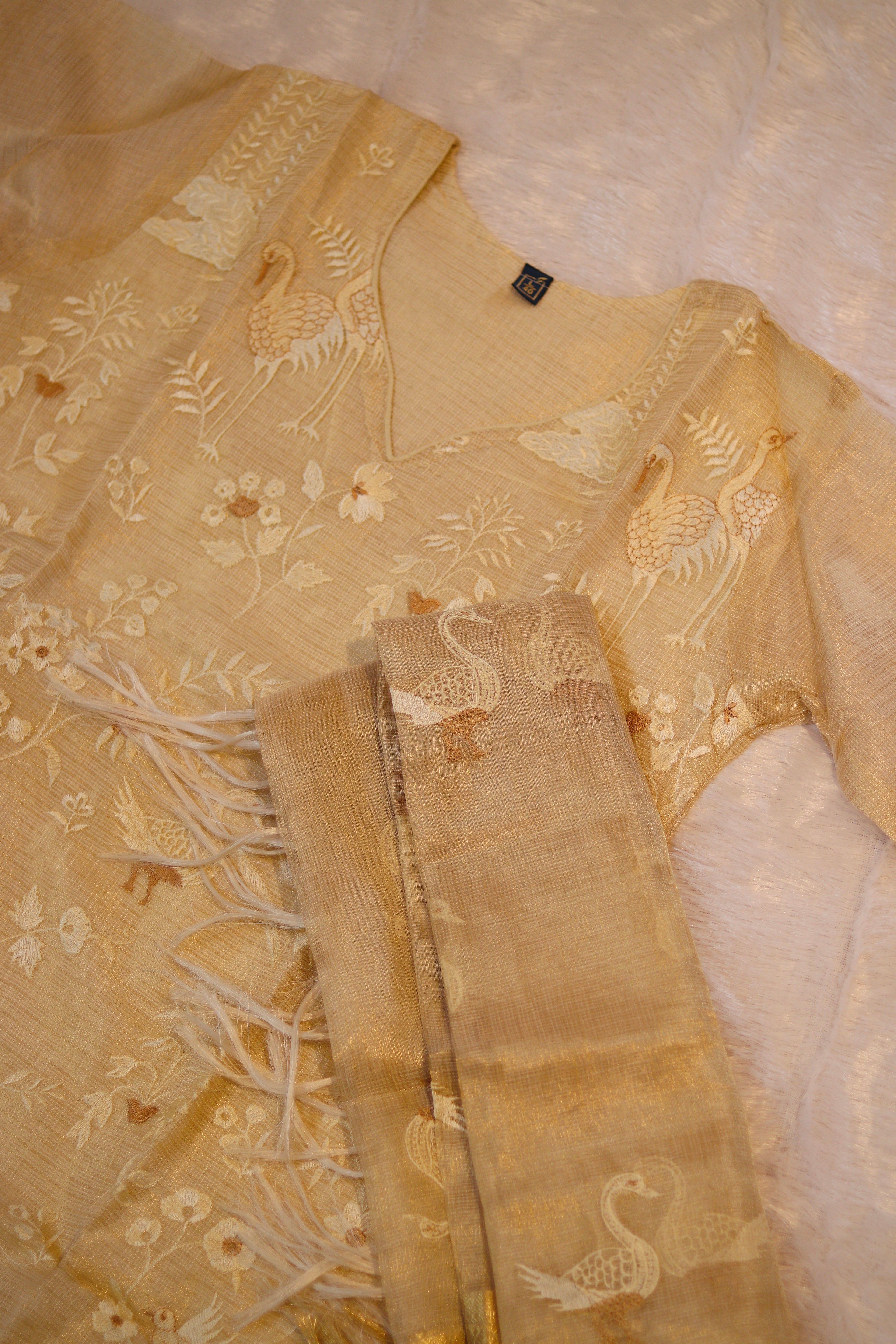 RUGHA 22 - Cream & Golden Kurti Set