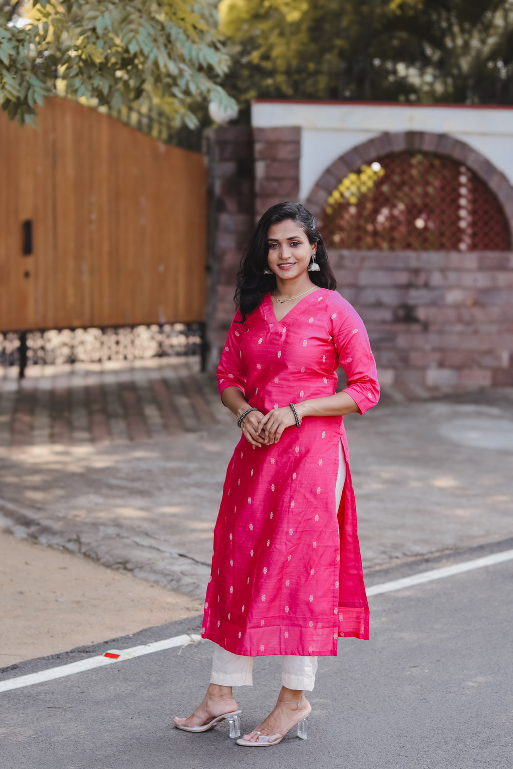 RUGHA 05 - Pink Dupion Silk top with Kalamkari Duppata