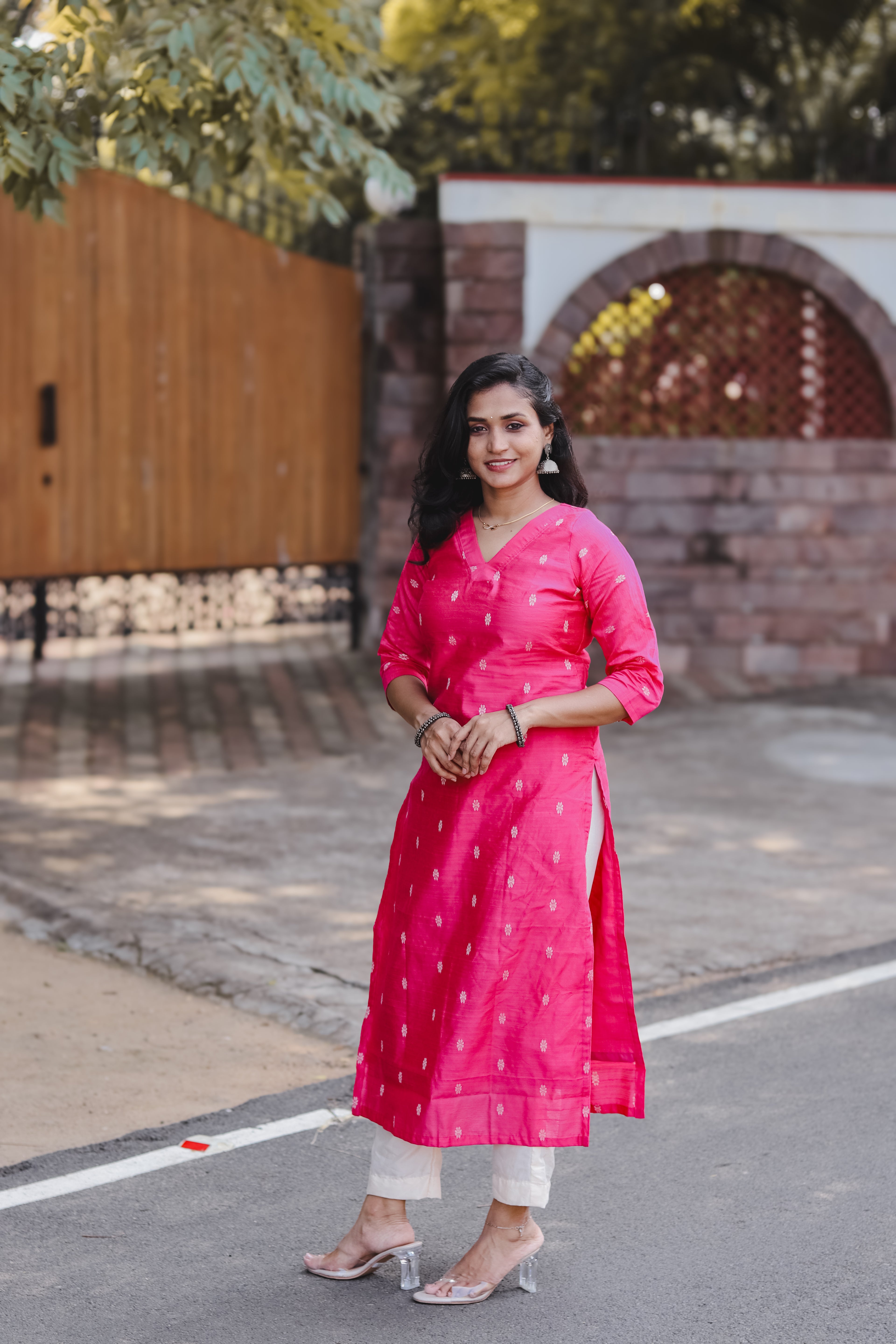 RUGHA 05 - Pink Dupion Silk top with Kalamkari Duppata