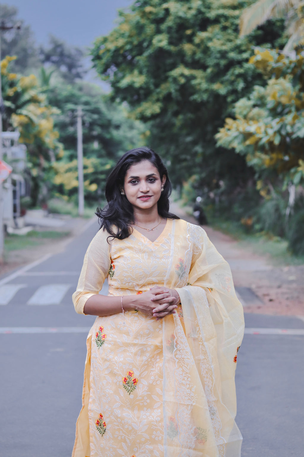 RUGHA 08 - Orange Floral Suit Set