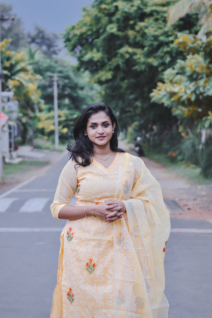 RUGHA 08 - Orange Floral Suit Set