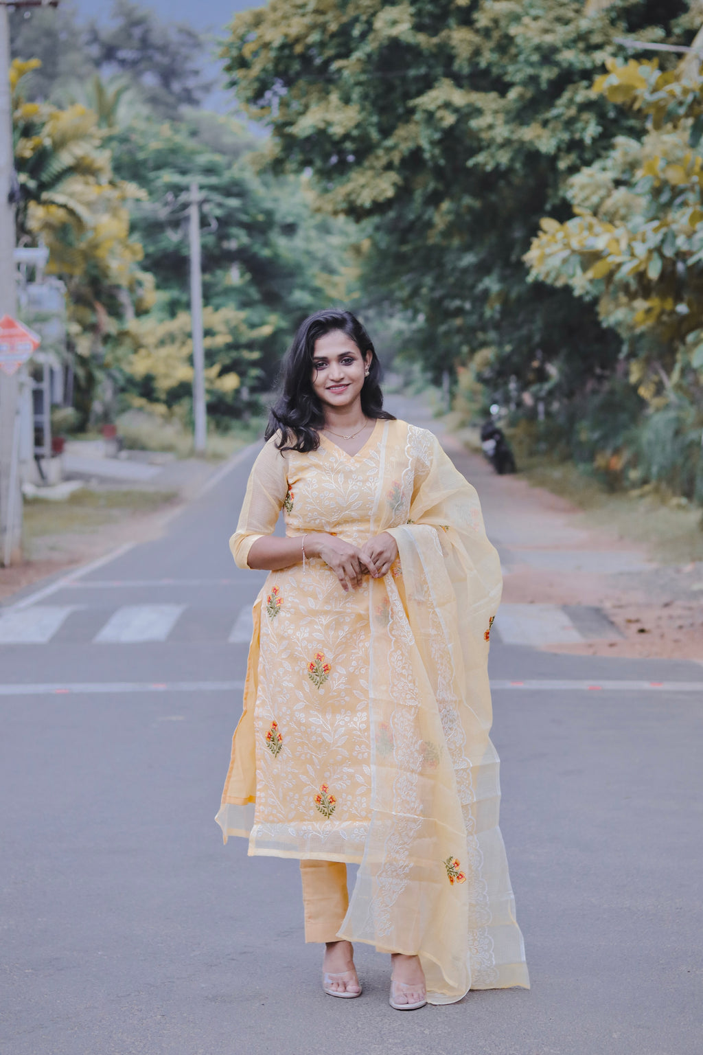 RUGHA 08 - Orange Floral Suit Set