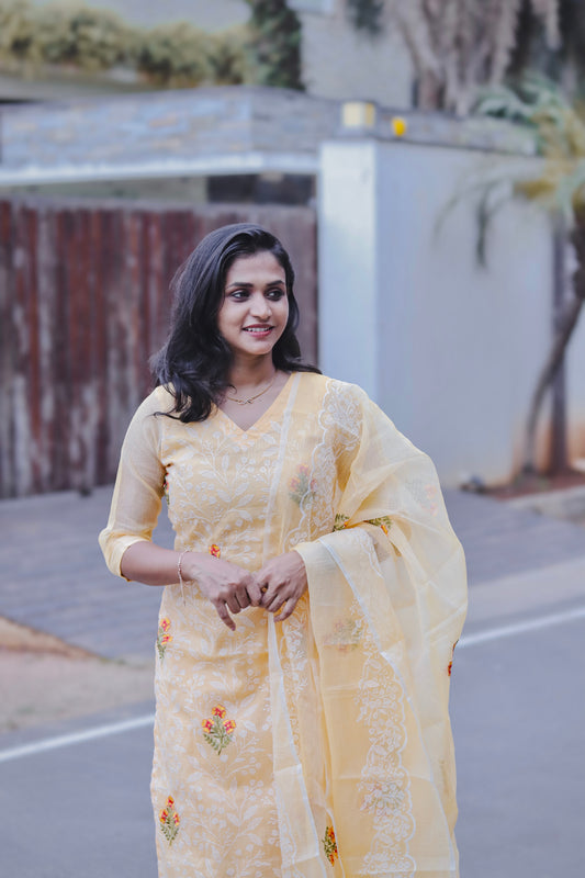 RUGHA 08 - Orange Floral Suit Set